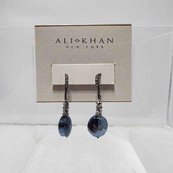 Ali Khan glass faceted bead with rhinestone dangle earring - Picture 2 of 7